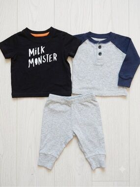 Baby Boy 0-3M Clothing Bundle Shirts and Sweatpants Outfit Set Newborn